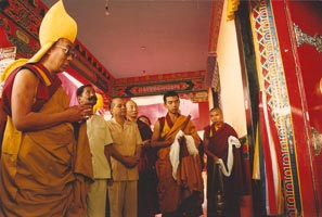 H.H. the 14th Dalai Lama and H.E. Dzogchen Rinpoche at Dzogchen Monastery inauguration in 1992